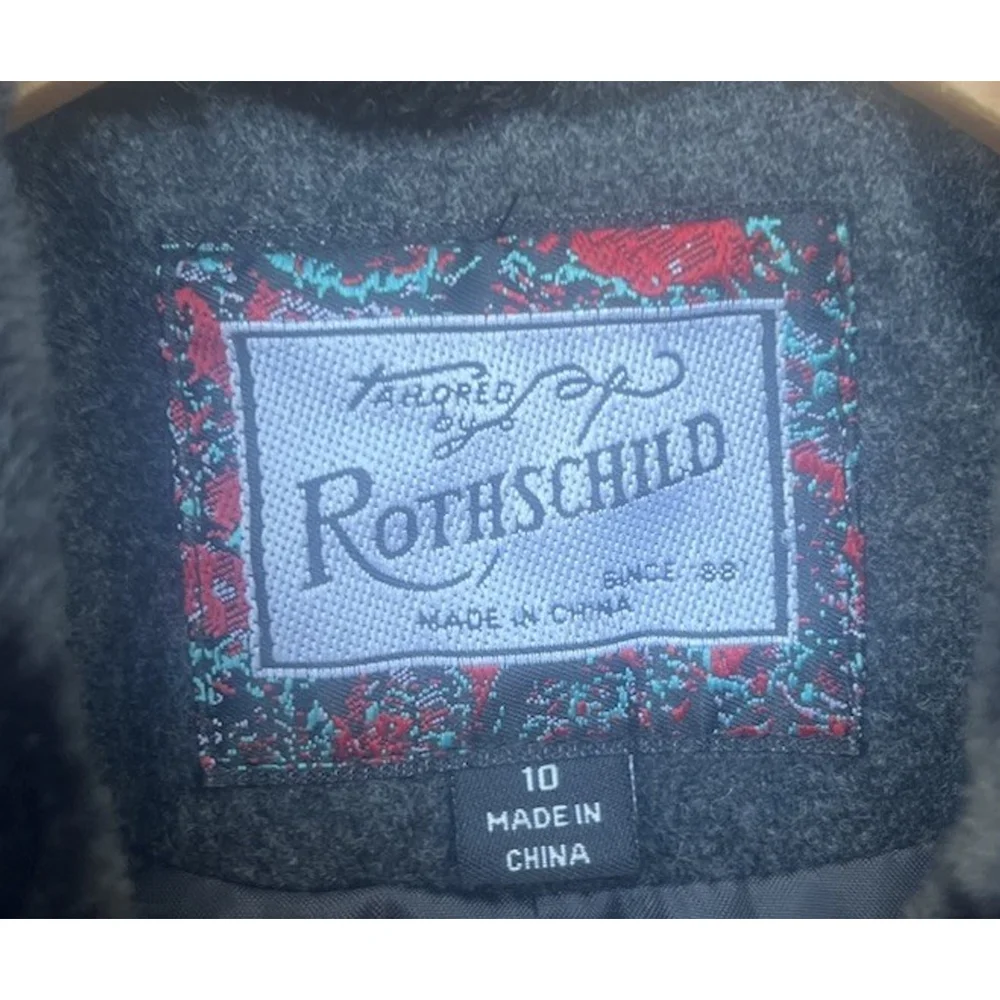 Rothschild Girls 10 Gray Fit & Flare Rose Coat Faux Fur Collar Thick Winter Warm